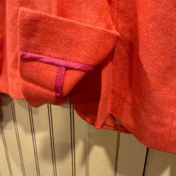 Vintage J Crew Coral Scottish Blazer Leather Buttons Size 12 - Picture 8 of 8